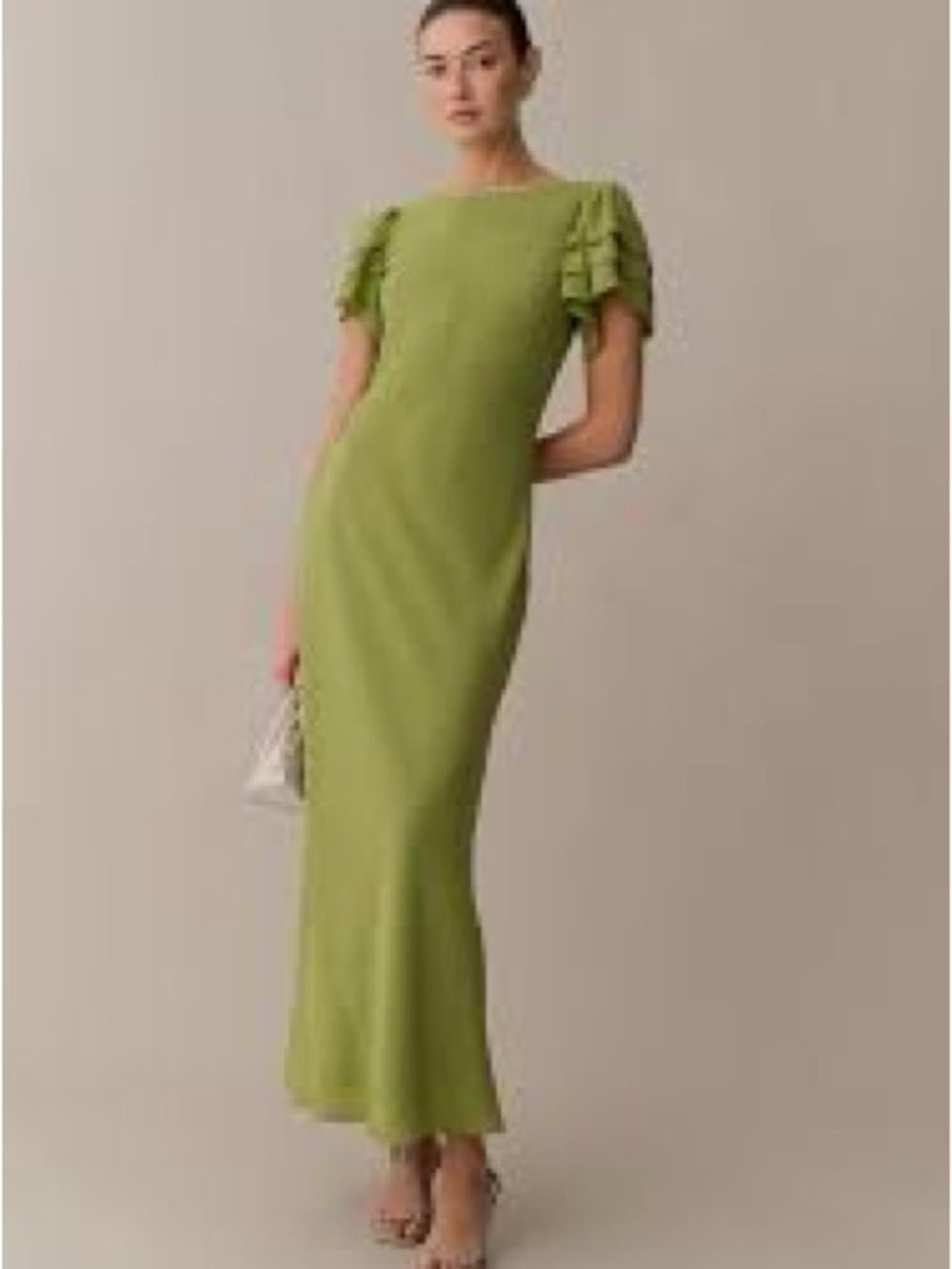 o.p.t. Leonor Olive Green Midi Dress with Short Sleeve Detail NWT SZ Med